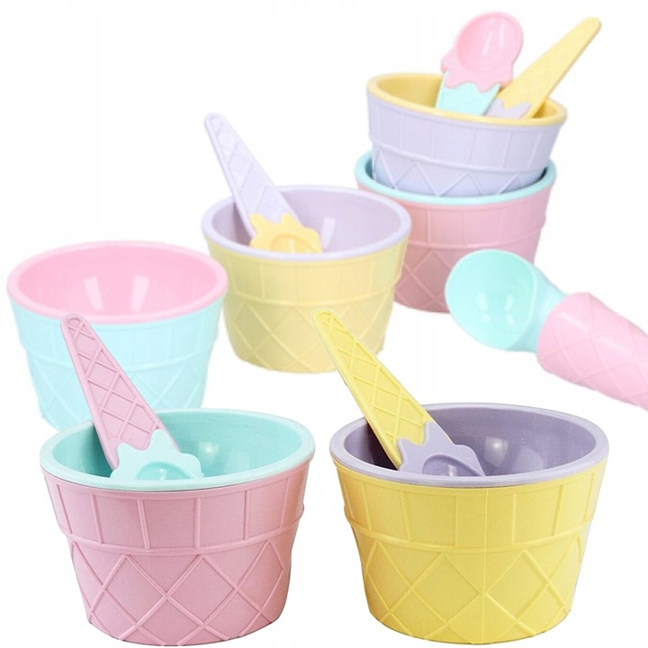 Комплект за сладолед, Пластмасов, 9 бр, Многоцветен