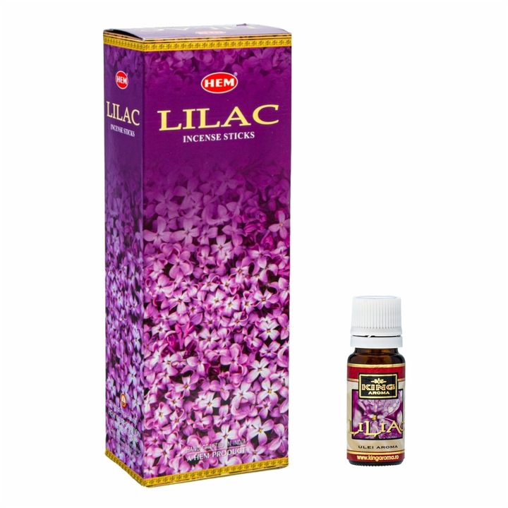 120 db illatosító rúd csomag HEM Lilac és Kingaroma Lilac aromaterápiás olaj, 10 ml