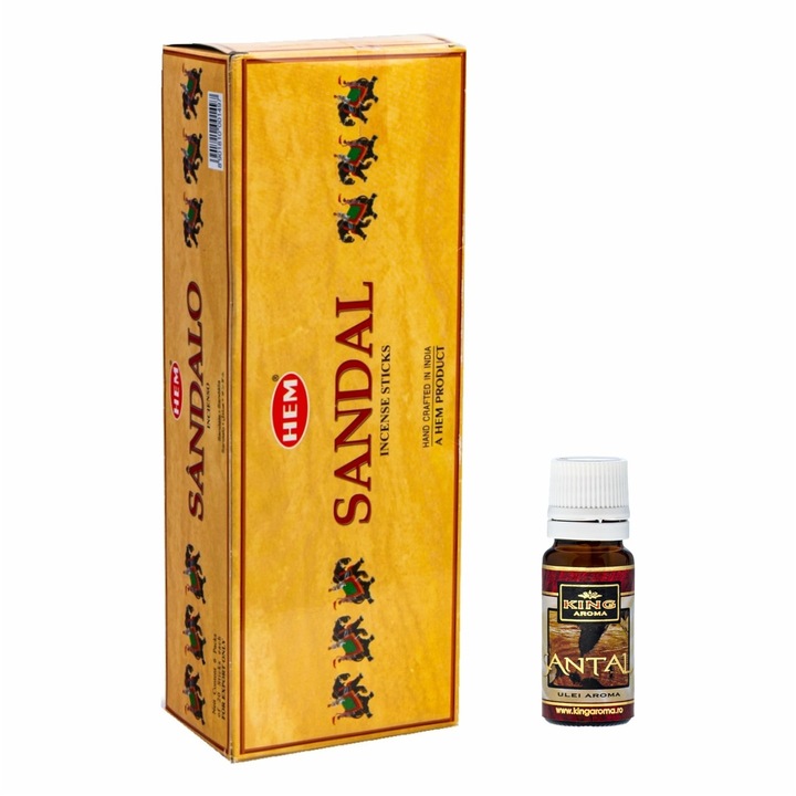 120 db-os illatosító rúd csomag HEM Santal és Kingaroma Santal aromaterápiás olaj, 10 ml