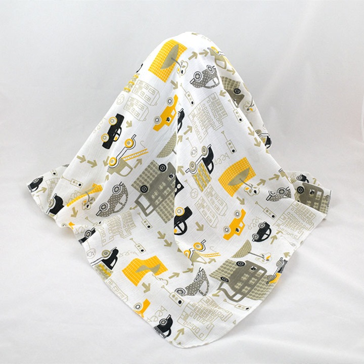 Бебешка памучна пелена AV BABY, Муселин, Коли, 80/80см