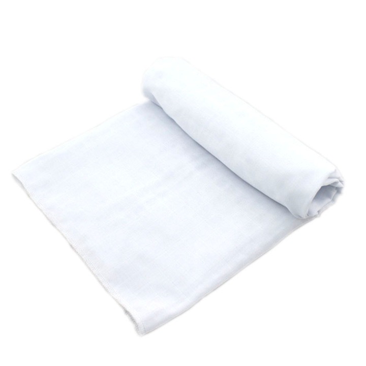 Бебешка памучна пелена AV BABY, Муселин, Бял, 80/80см