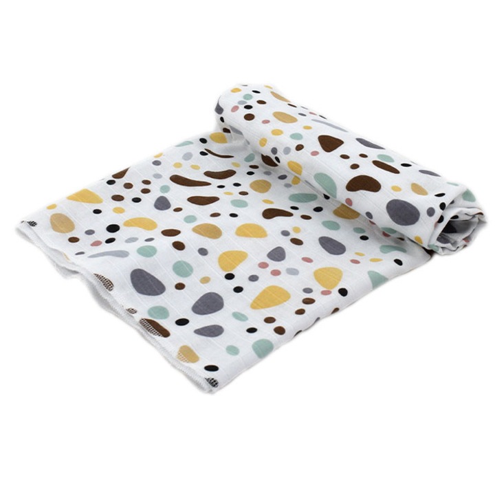 Бебешка памучна пелена AV BABY, Муселин, Камъчета, 80/80см