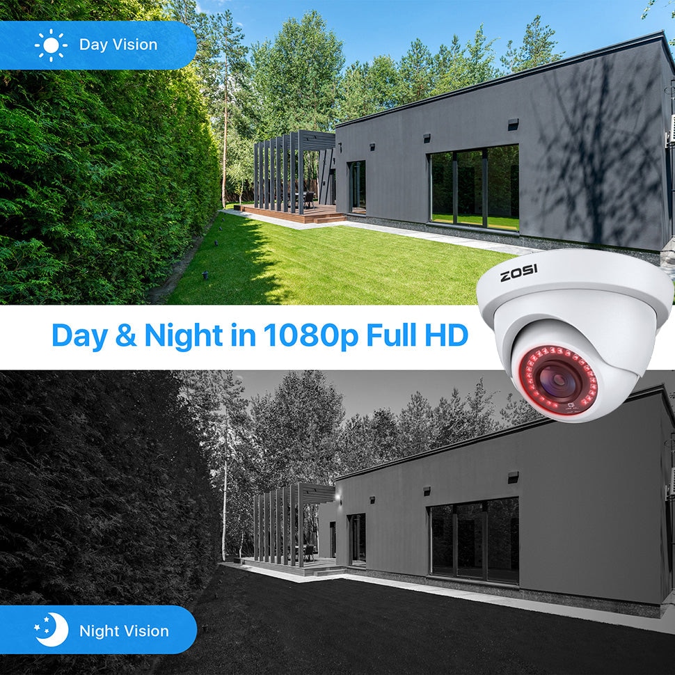 CCTV Dóm Kamera Vízálló Biztonsági Rendszer, 1080P 2MP, 4db, White ...