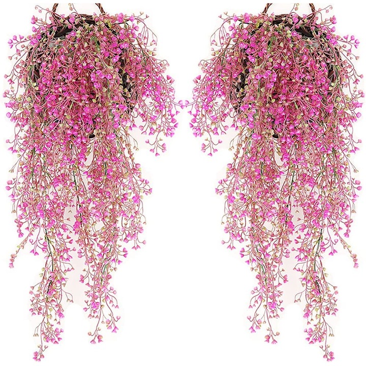 Set 2 flori artificiale, ComResi®, Plastic, 85cm, Roz