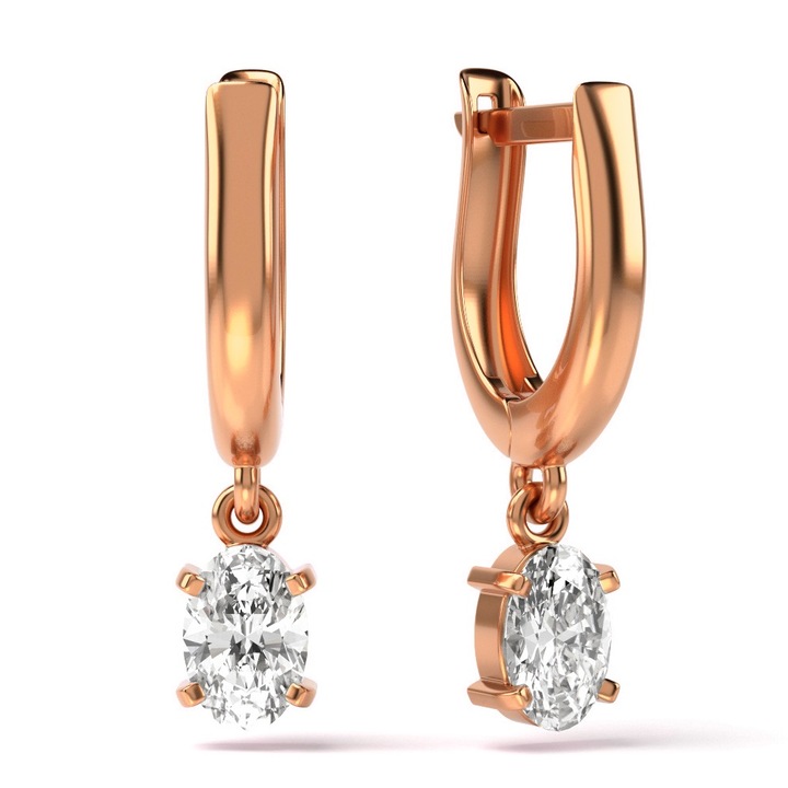 Cercei din aur roz cu cristale model 42