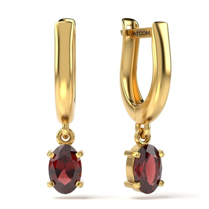 Обеци от жълто злато с рубини модел 42