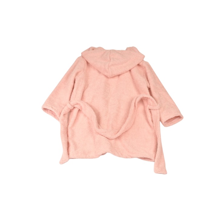 Розов памучен хавлиен халат с качулка 7-8 години и ръкавичка