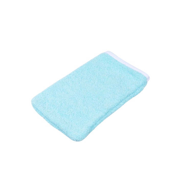 Halat de baie cu gluga frotir bumbac bleu 3-4 ani si manusa