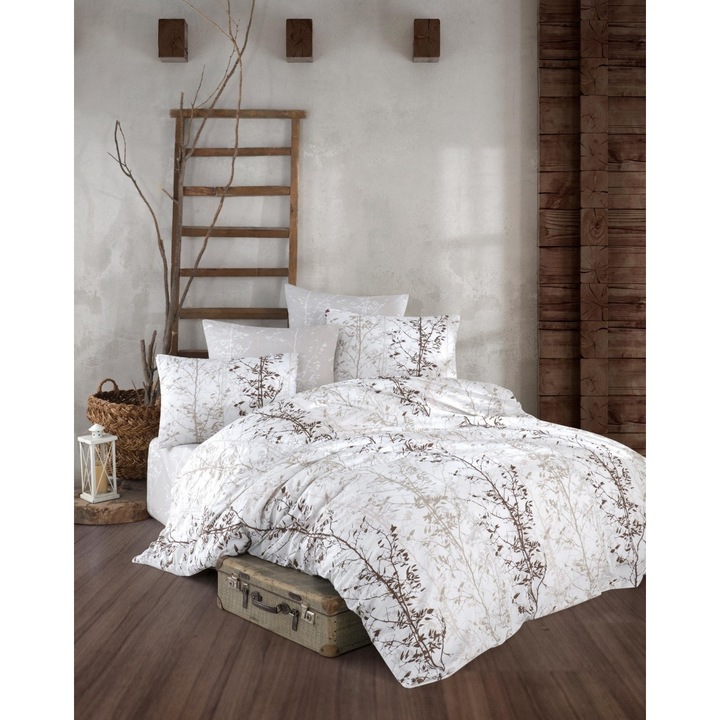 Lenjerie de pat dublu, New Home, cu imprimeu, 100% bumbac, premium