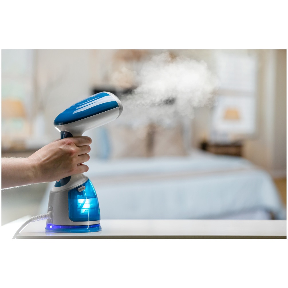 Aparat de calcat vertical cu abur Zelmer ZGS1700, 1700W, abur continuu 30 g/min, start rapid 25 sec, perie pentru tesaturi groase, rezervor 220 ml, 2 nivele de abur, cablu lung de 2 m, albastru