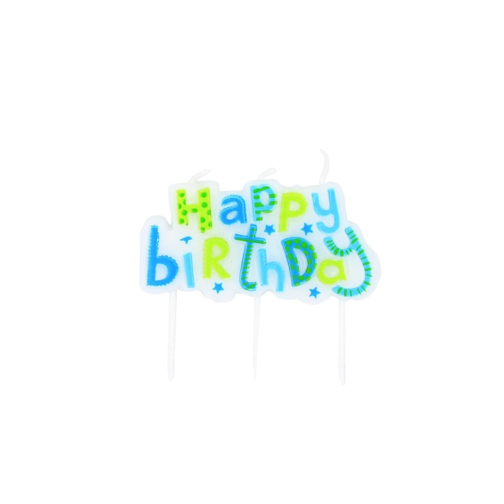 Lumanare party Happy Birthday Blue 8 cm x 4 cm