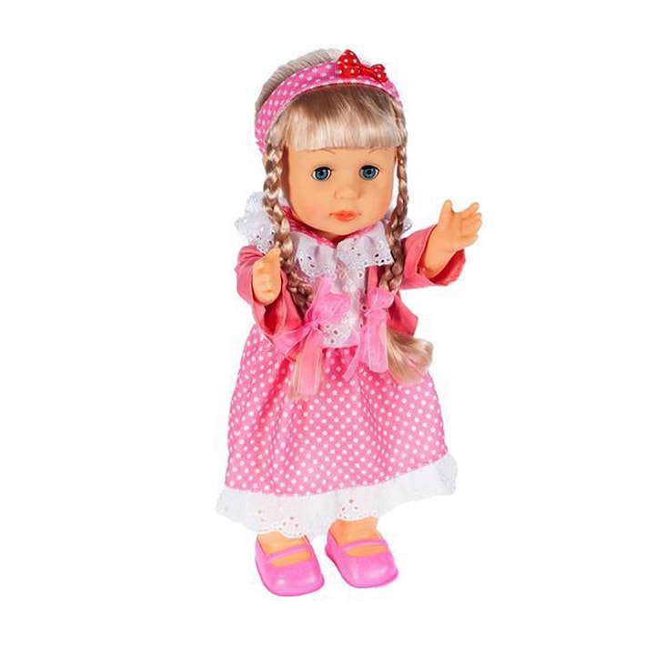 PROCART Belinda interaktív baba, hangvezérléssel, sétál, énekel és beszél angolul, 42 cm, rózsaszín