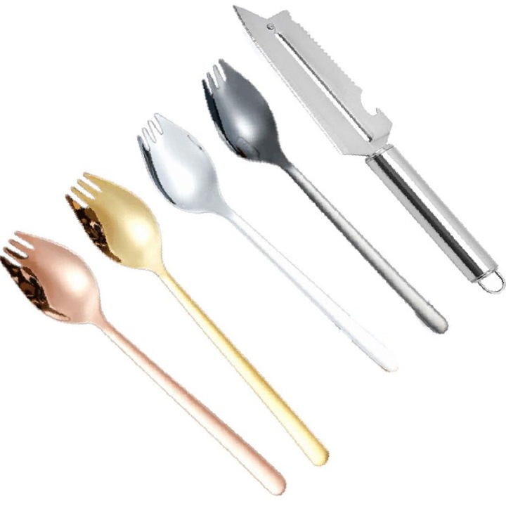 Set tacamuri din inox, FreeBiz, 5 piese, 19cmx3.5cm, Multicolor