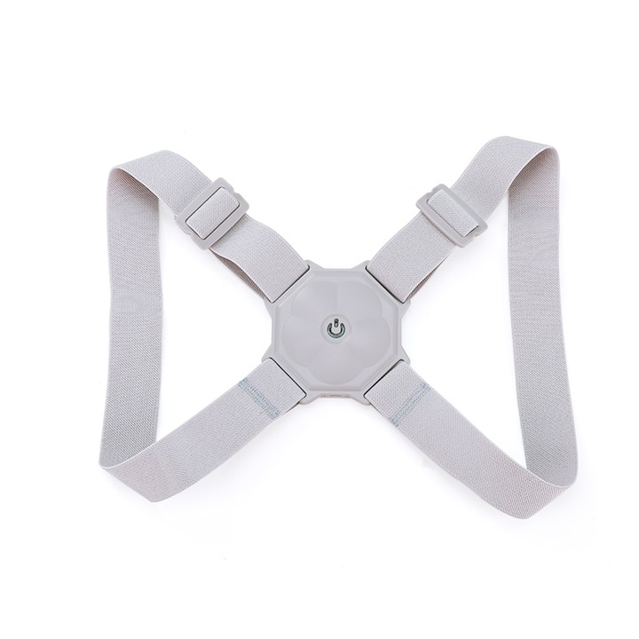 Corector de Postura Inteligent cu Senzor de Vibratie pentru Indreptare Spate, Umeri si Coloana, Raban, Gri, Marime Universala