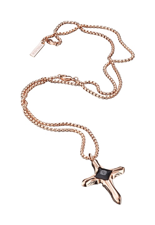 Police Colier cu pandantiv in forma de cruce auriu rose Sanctuary