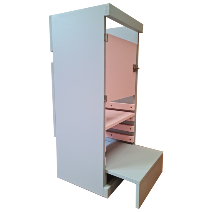 Turn De Activitati Multifunctional Gri Deschis Cu Roz, Learning Tower 2 in 1, 85x40x30 cm