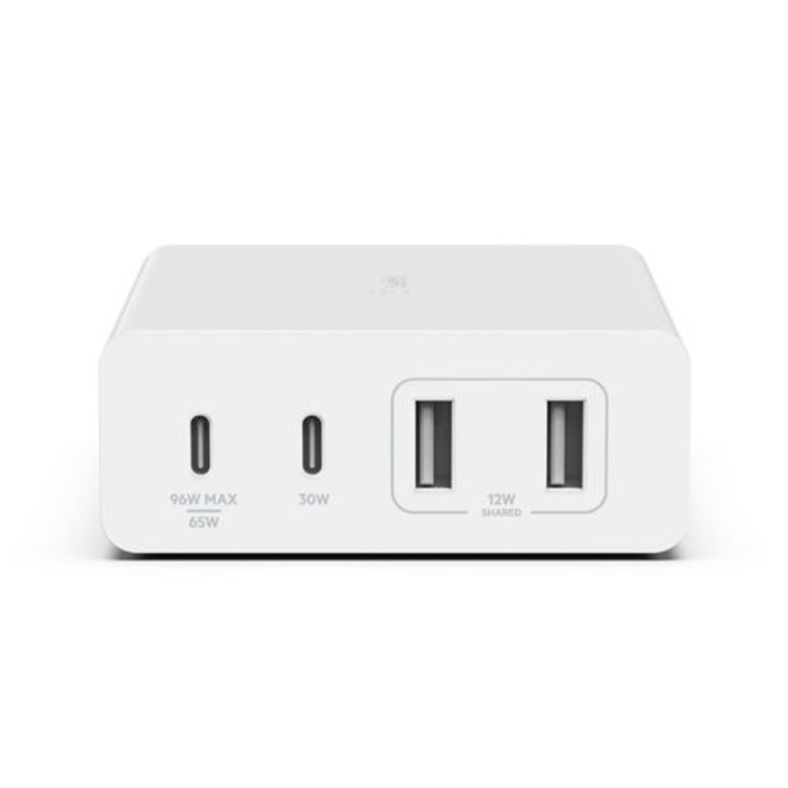 BELKIN BOOST CHARGE PRO hálózati elosztó 2 USB+2 Type-C aljzat (108W, PD gyorstöltő, GaN) FEHÉR