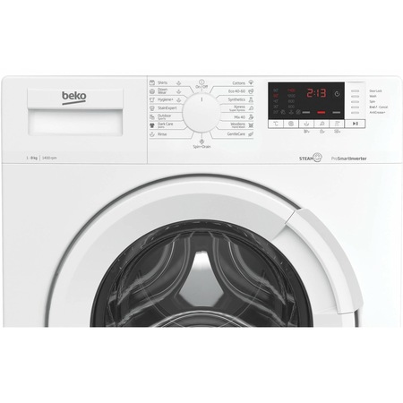 Пералня Beko WUE8726XST, 8 кг, 1400 об/мин, HomeWhiz, Bluetooth дистанционно управление, SteamCure, AddXtra, Кас A, Инверторен мотор ProSmart, Бял