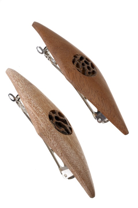 2 db hajcsat készlet, Gloria Maris Handmade, Wood565 barna, 10 x 3,5 cm