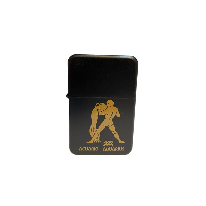 Bricheta metalica Gentelo tip Zippo, zodia Varsator, reincarcabila cu benzina, dimensiune 60 mm X 40 mm