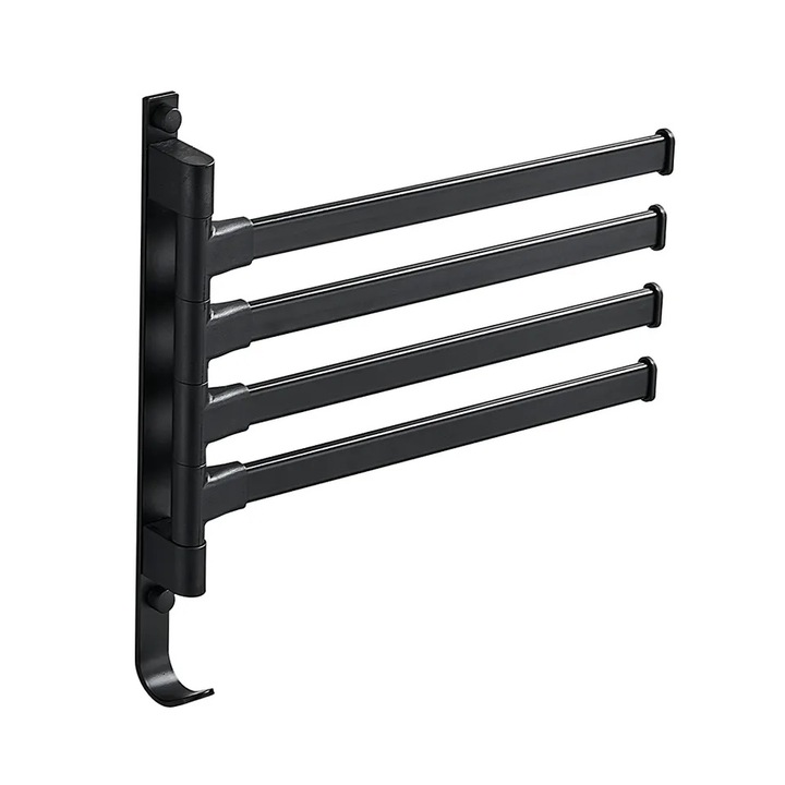 Cuier rotatibil pentru baie, Yafei5525, 33 cm, Metalic, Negru