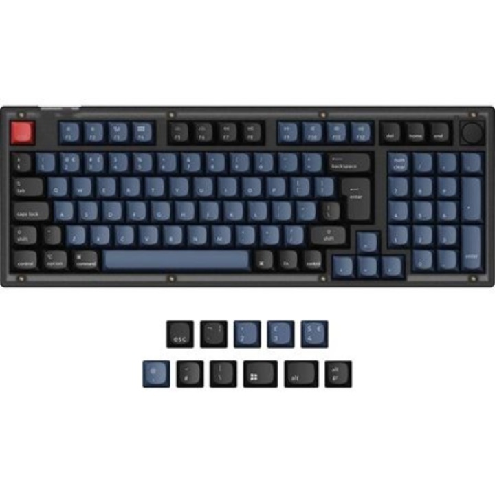 Механична клавиатура за гейминг Keychron V5, Матово черна, Кафяви превключватели, Кръгъл бутон, USB Type-C