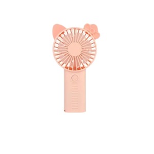Mini ventilator portabil, de mana, cu incarcare USB, cu desing haios, roz