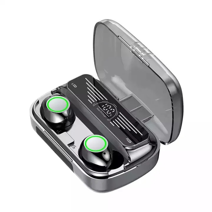 Безжични TWS слушалки, Kubetron, BT5.3, Hi-Fi, LCD, За игри и музика, Батерия 1200 mAh, Черни