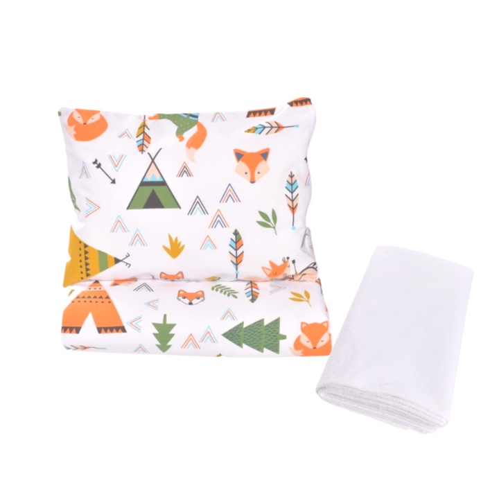 Lenjerie 3 piese model Animalute si Protectie impermeabila patut 120x60 cm