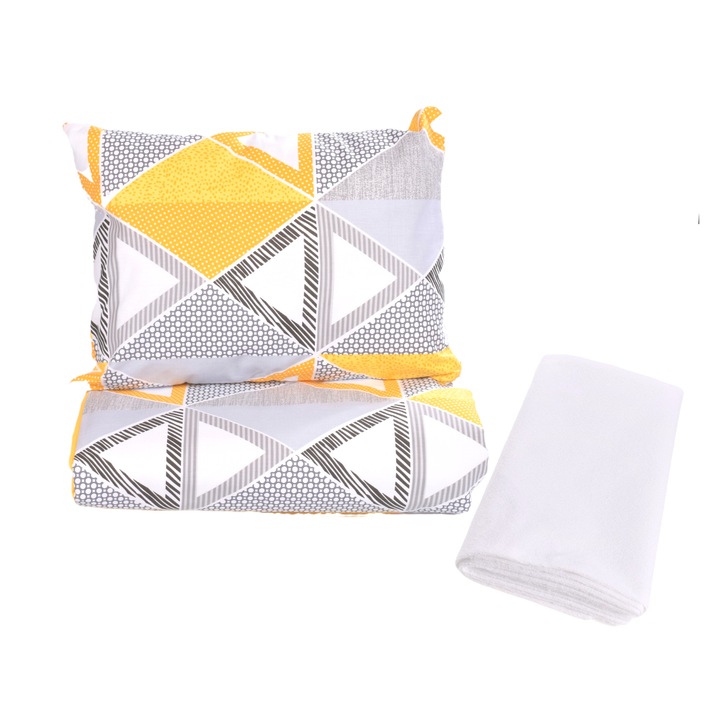 Lenjerie 3 piese model Forme Geometrice si Protectie impermeabila patut 120x60 cm