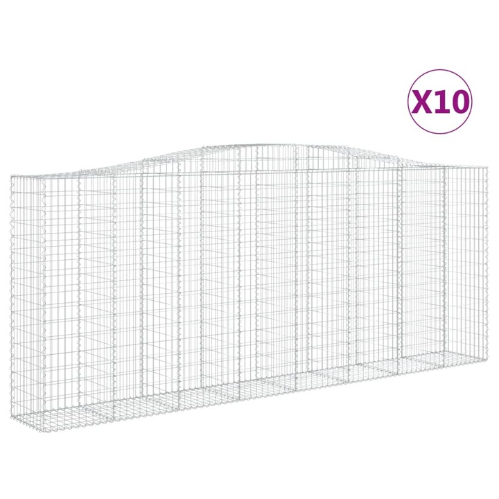 Set cos gabion arcuit vidaXL, 10 buc, 400x50x160/180 cm, fier galvanizat 65.85 kg 3146003