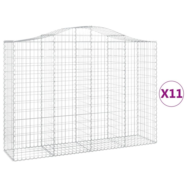 Set cosuri gabion arcuite 11 buc vidaXL, 200x50x140/160cm, fier galvanizat 31.5 kg 3145691