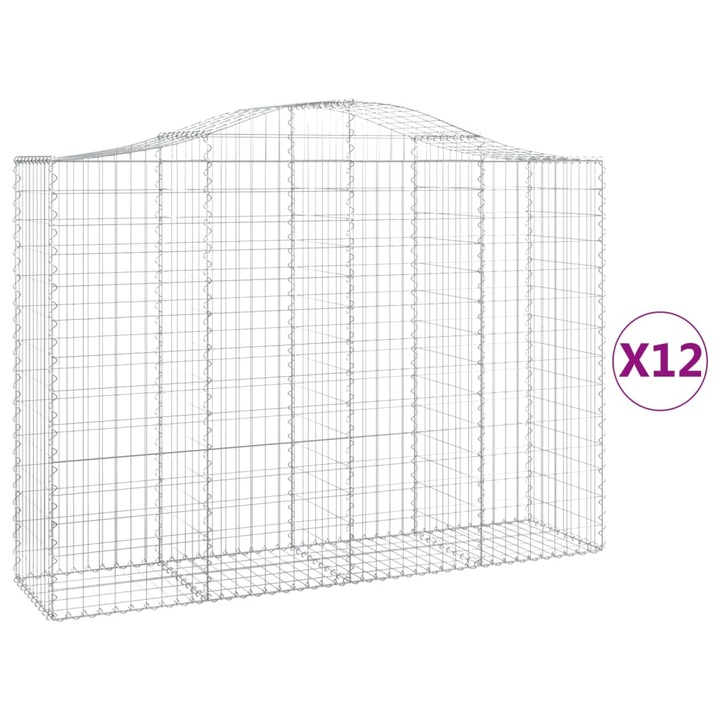 Set cosuri gabion arcuite 12 buc vidaXL, 200x50x140/160cm, fier galvanizat 31.5 kg 3145692