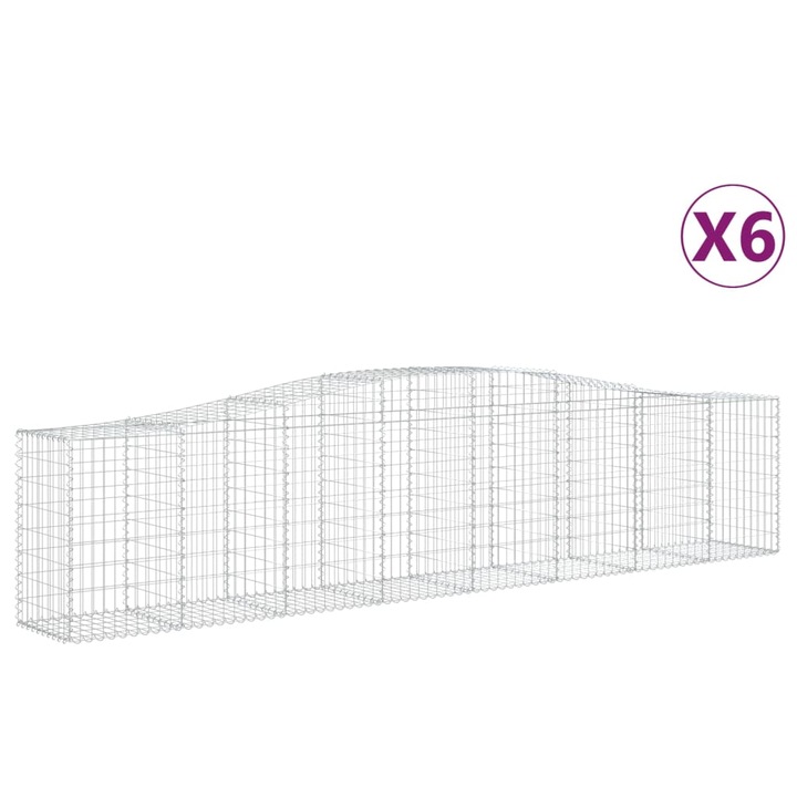 Set cosuri gabion arcuite 6 buc vidaXL, 400x50x80/100 cm, fier galvanizat 41.45 kg 3145947
