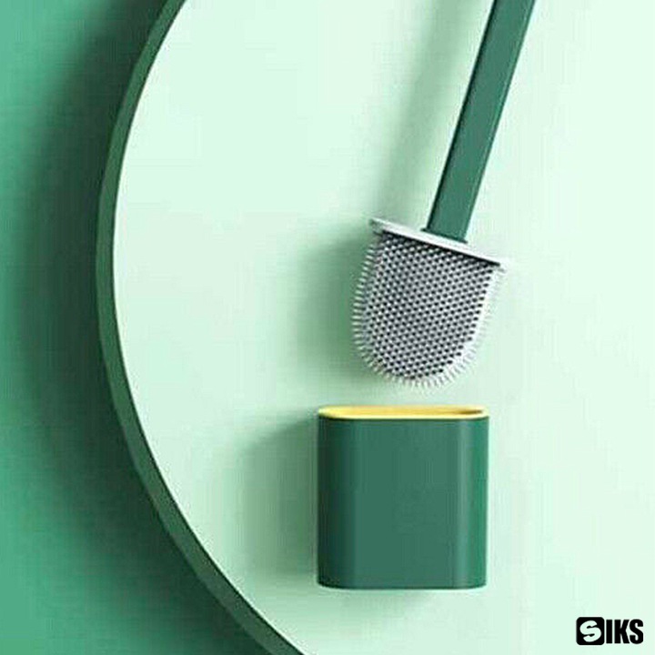 Perie de Toaleta SIKS, Flexibila, din Silicon, cu Suport din Plastic, Aspect Modern, Albastru Verzui