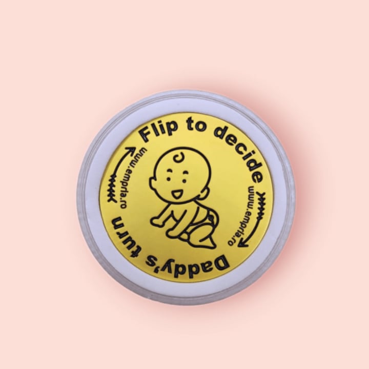 Érme az újdonsült szülőknek – anyukáján vagy apuján a sor, vicces ajándék újdonsült szülőknek, Empria, angolul