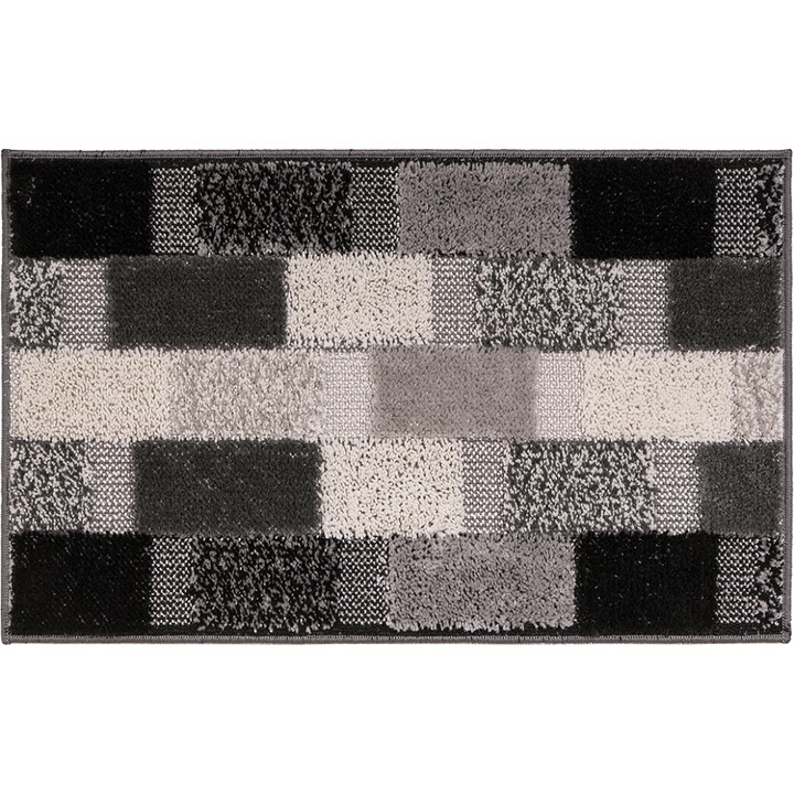 Covoras baie antiderapant Bagno, model forme geometrice, gri, 50x80 cm
