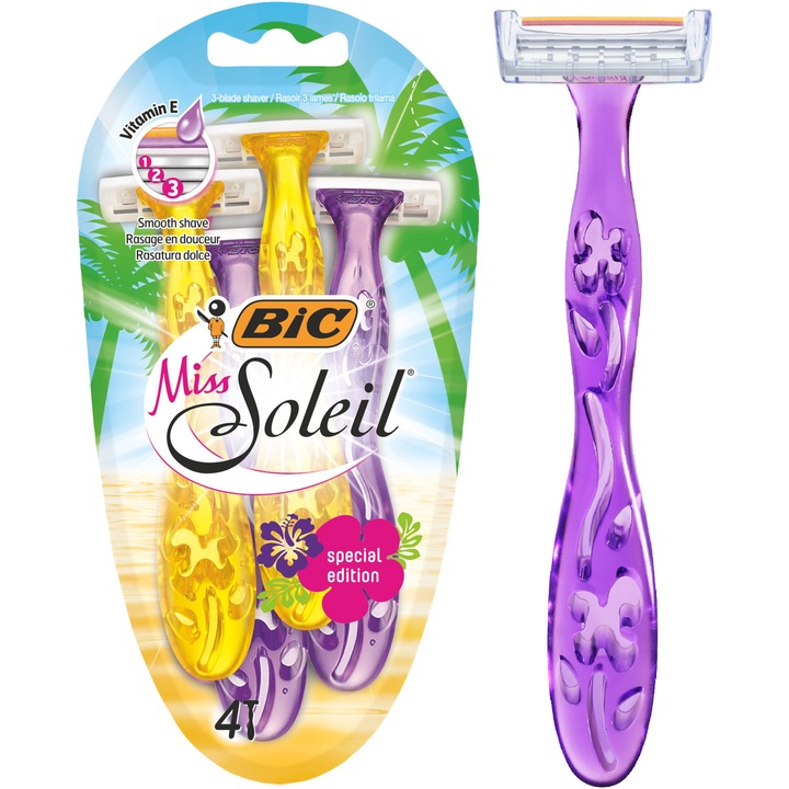 Самобръсначка за еднократна употреба, 3 ножчета, BIC Miss Soleil Special Edition