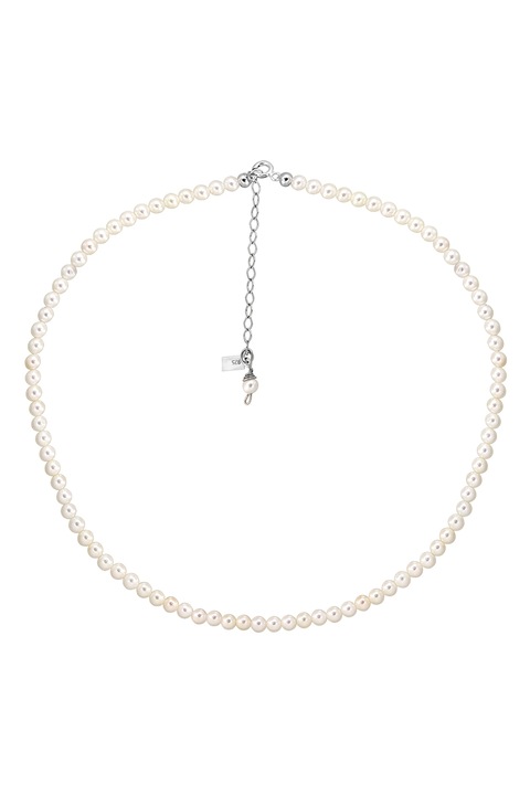 Ohmygod, Colier placat cu aur de 14K si perle sintetice, Alb, Argintiu