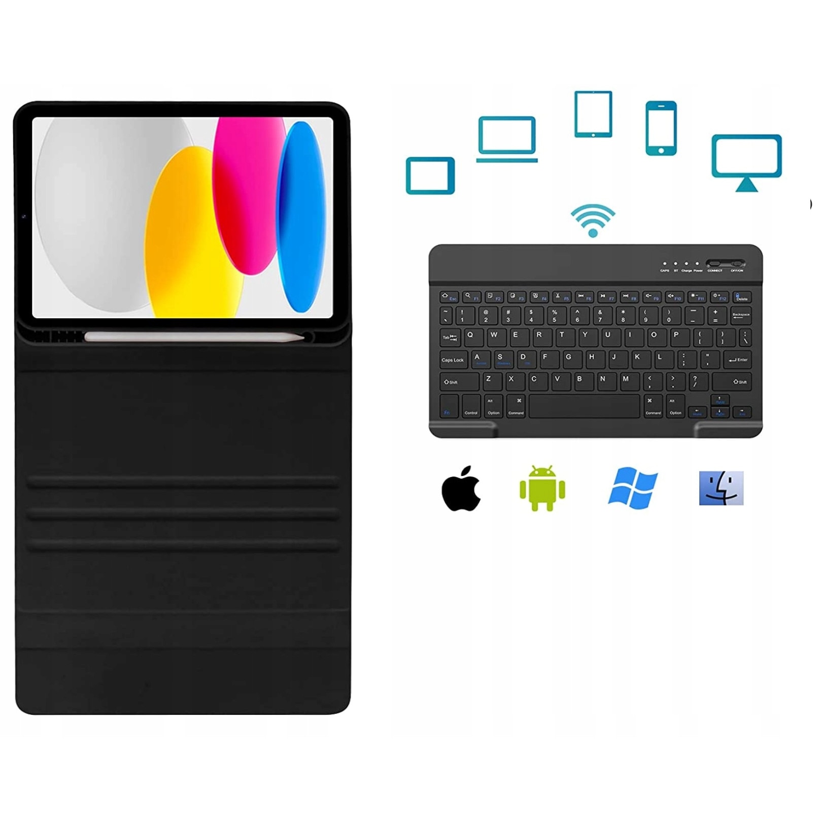 Husa cu tastatura pentru Apple iPad 10.9 10 GEN 2022, Piele ecoligica, Negru