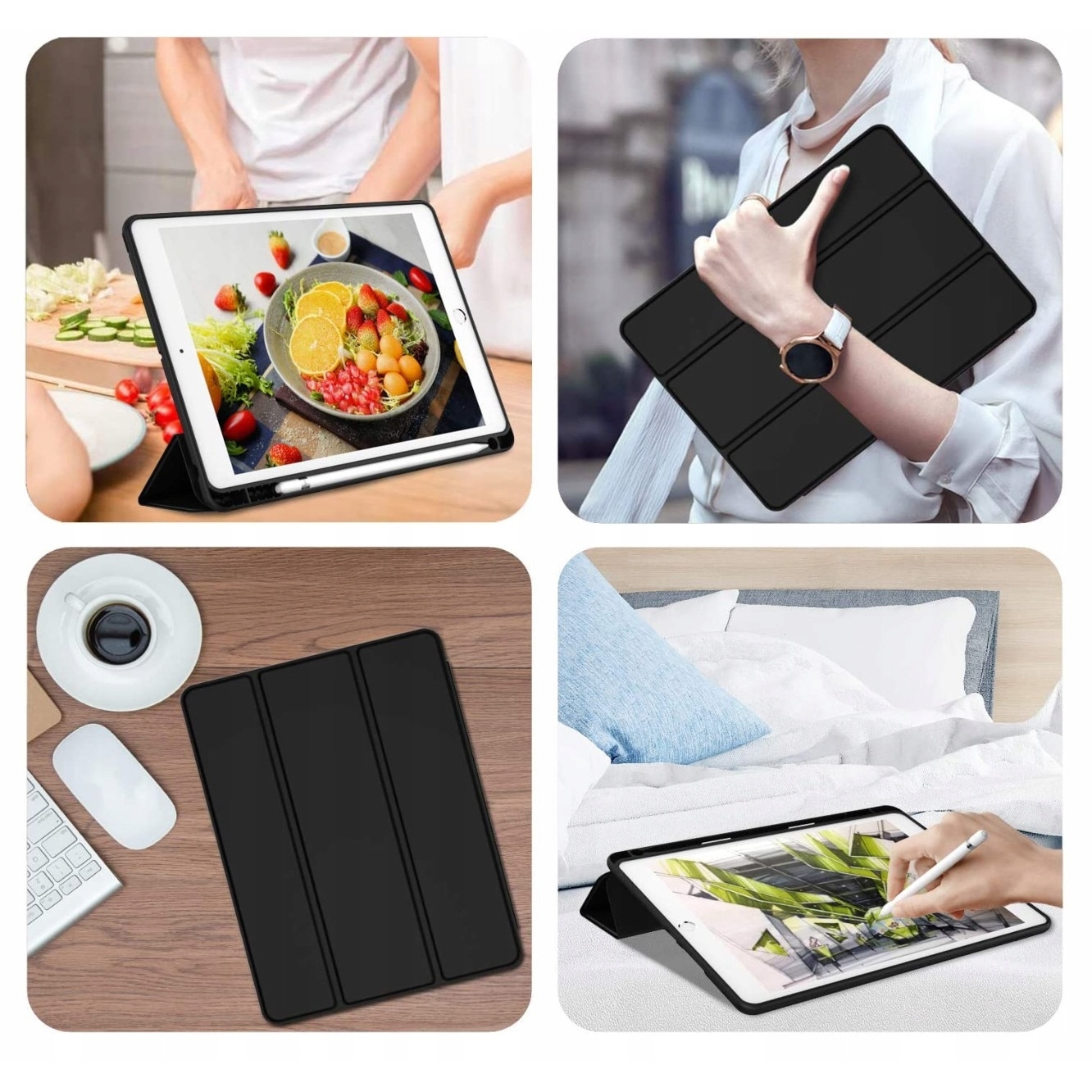 Husa Apple iPad 9.7, Piele ecologica, Roz