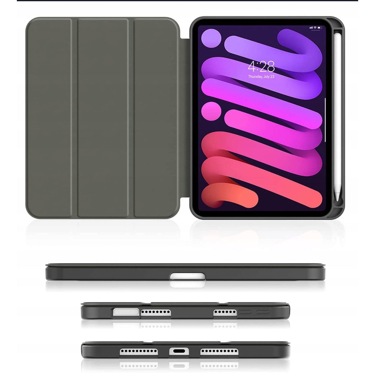 Husa tableta pentru Apple iPad Mini 4/5, loc pentru stylus, ecologica, silicon, multicolor