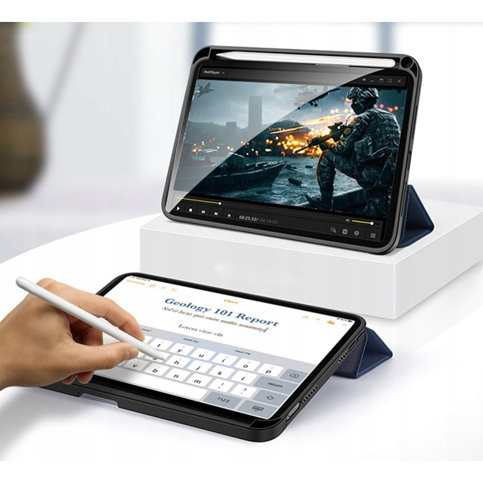 Husa tableta pentru Apple iPad Mini 4/5, loc pentru stylus, ecologica, silicon, multicolor