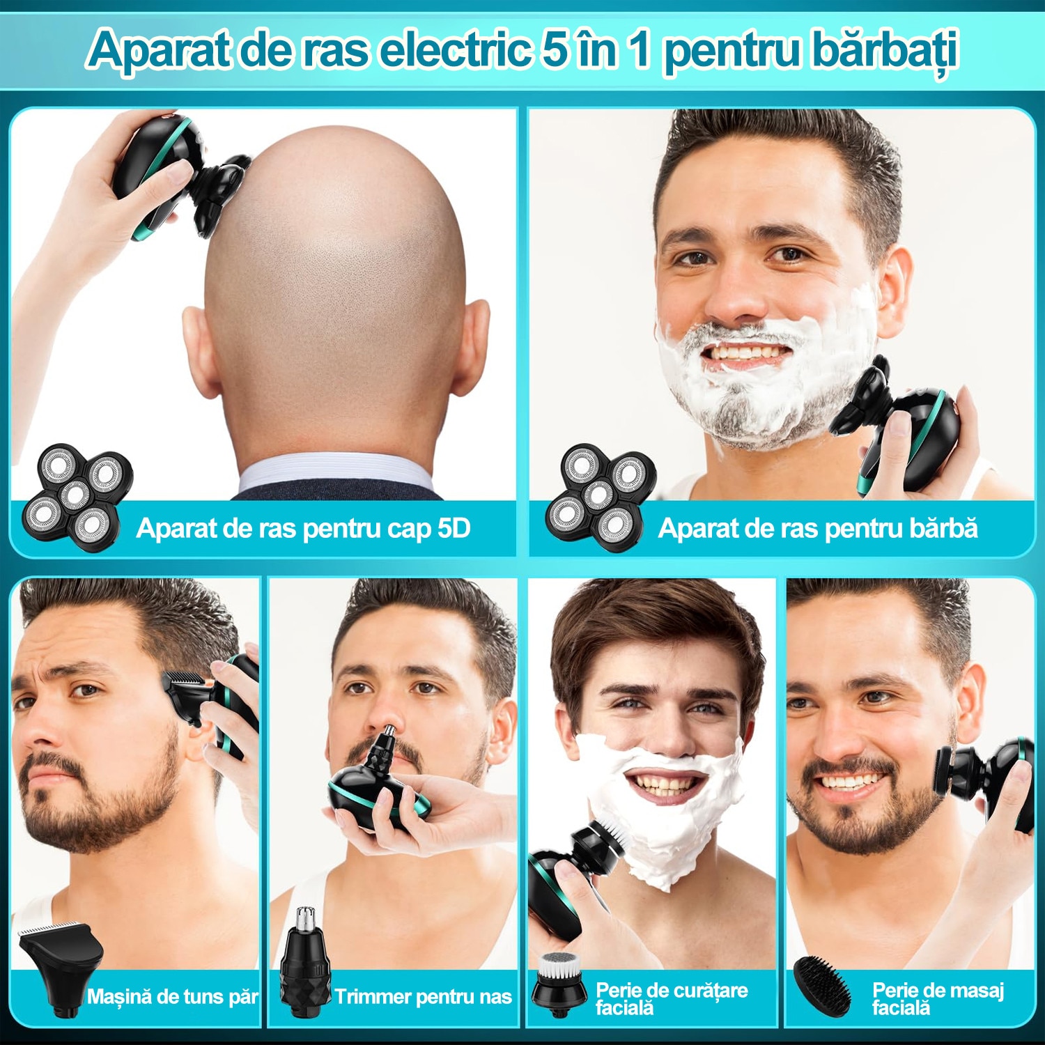 Aparat de ras Profesional 4D, BYONDSELF®, 5 in 1, Pentru fata cap si ...