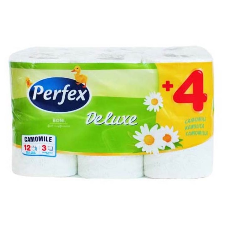 Perfex Deluxe WC-zsepi kamilla illattal, 3 rétegű, 12 tekercs
