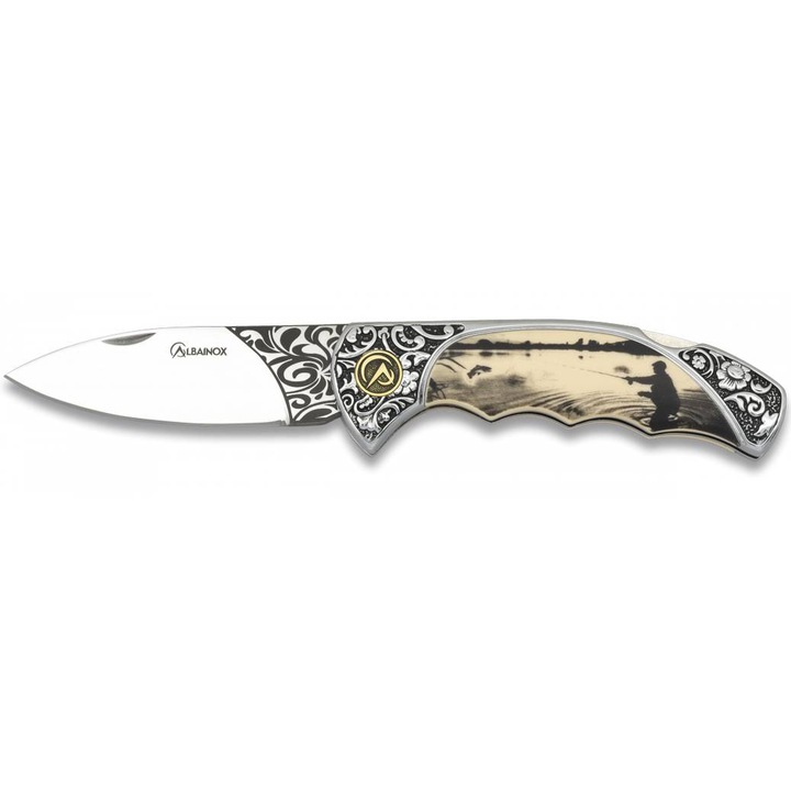 Cutit briceag model pescar gravat damasc 3D Albainox 18011