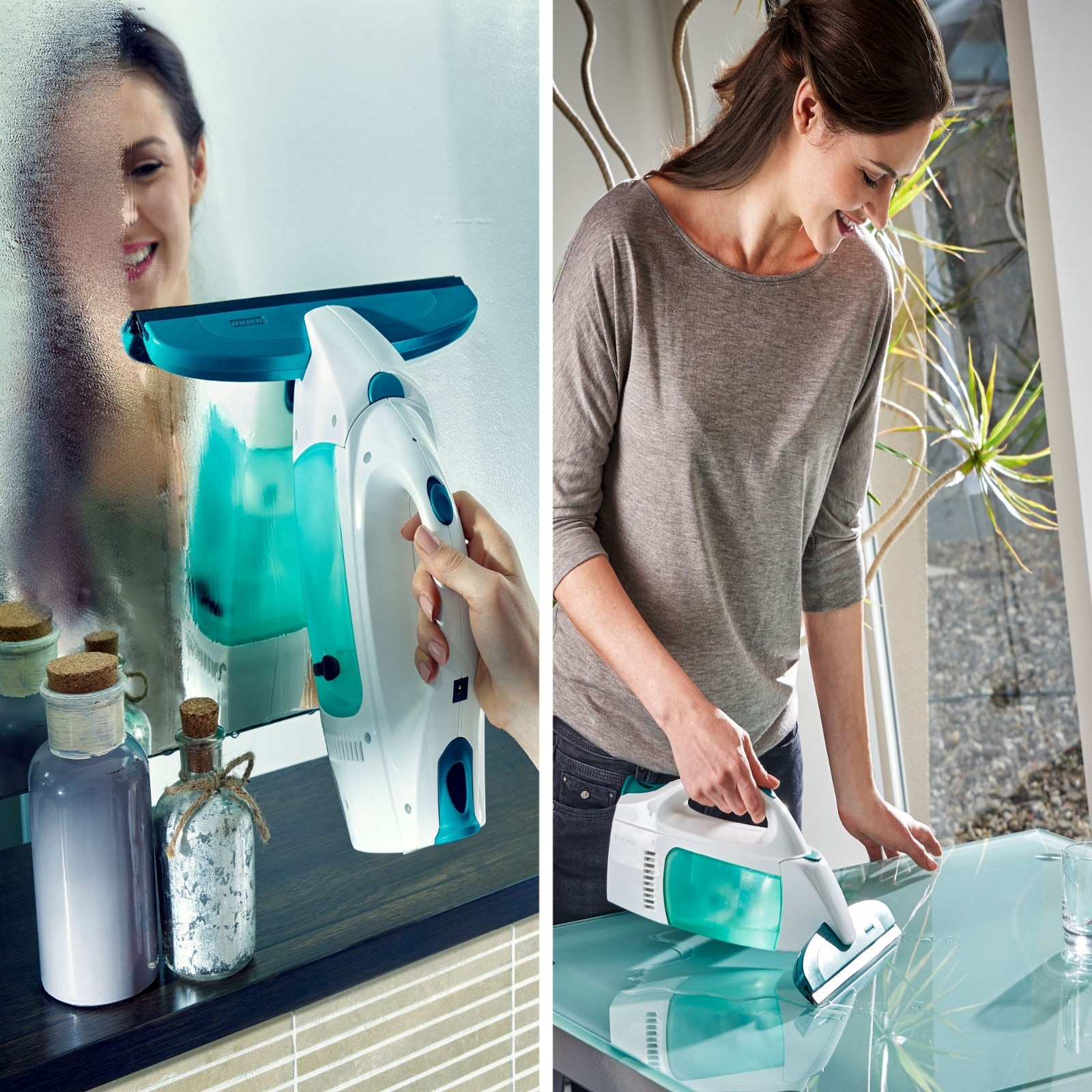 Aspirator pentru geamuri Leifheit, aspirare umeda si uscata, functia standby, sistem ciclonic, 0.1 l, 5 V, albastru