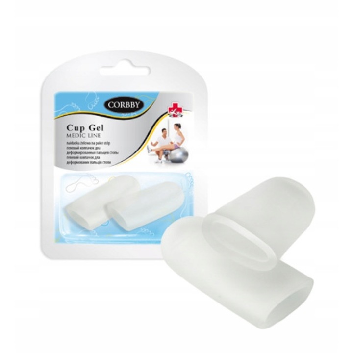 Set de 2 protectii pentru degete picior, Corbby, Gel, Alb, L