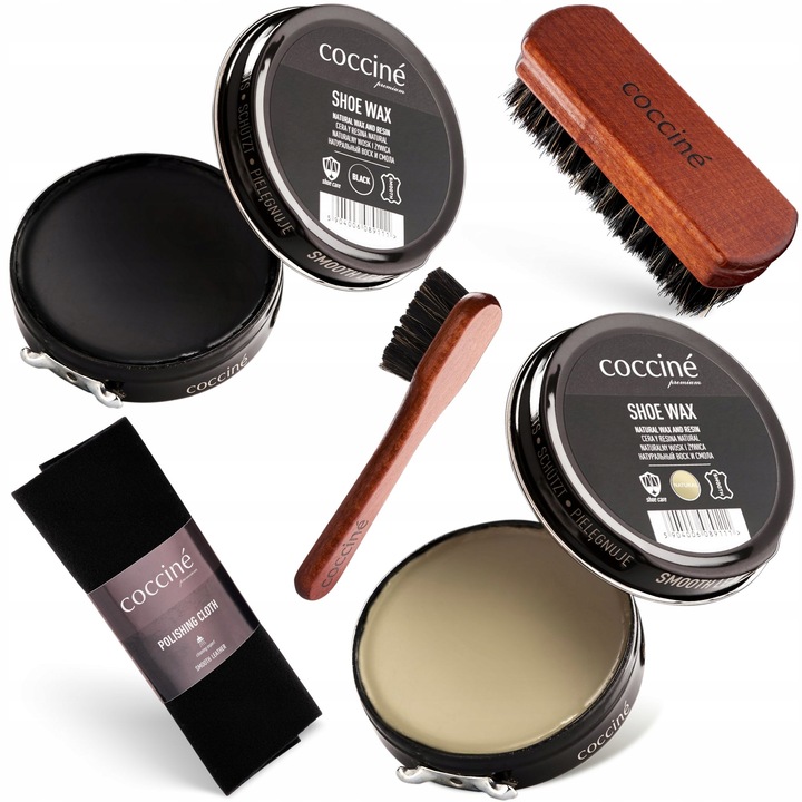 Set ingrijire pantofi, Coccine, 5 in 1, Pentru piele, Maro/Negru