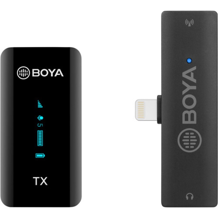 Boya BY-XM6-S3 digitális lavír vezeték nélküli többirányú mikrofonnal Lightning jeladóval és vevővel + doboz kiegészítő akkumulátorral
